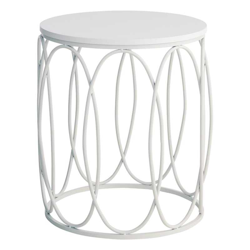 Providence Glam Oval White Drum Table Small