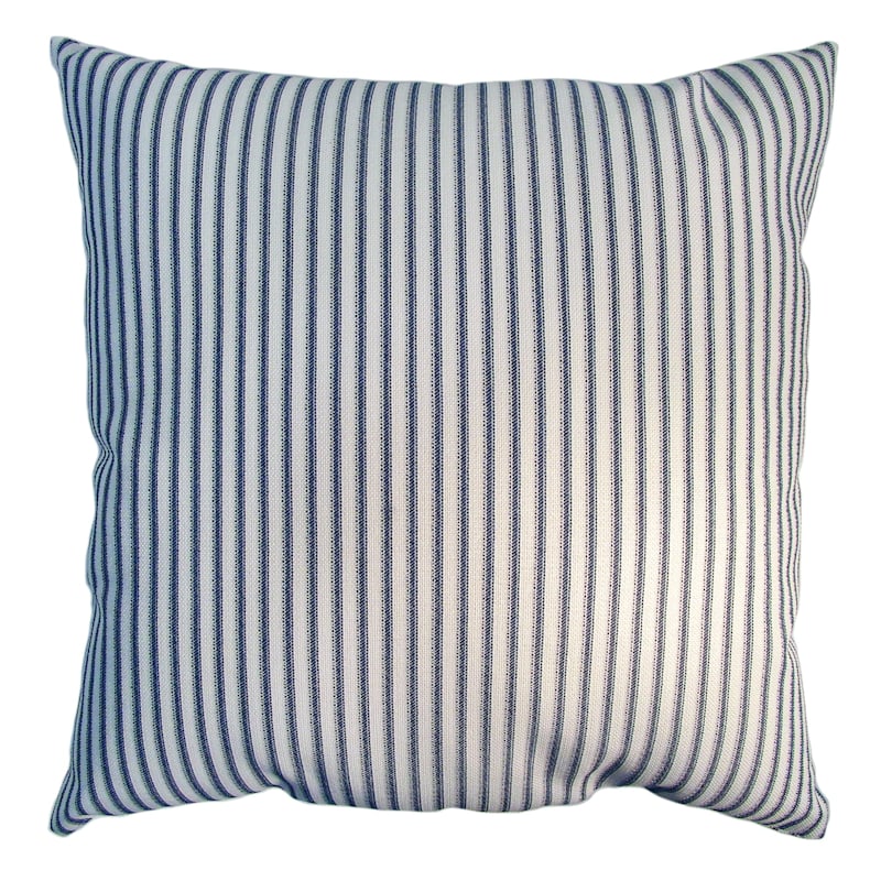 Navy blue ticking striped square oversized outdoor pillow At Home