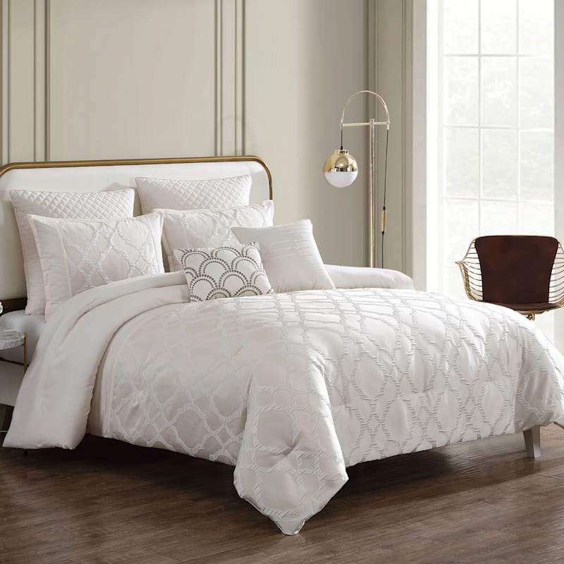 7Piece Tricia Neutral Comforter Set, King