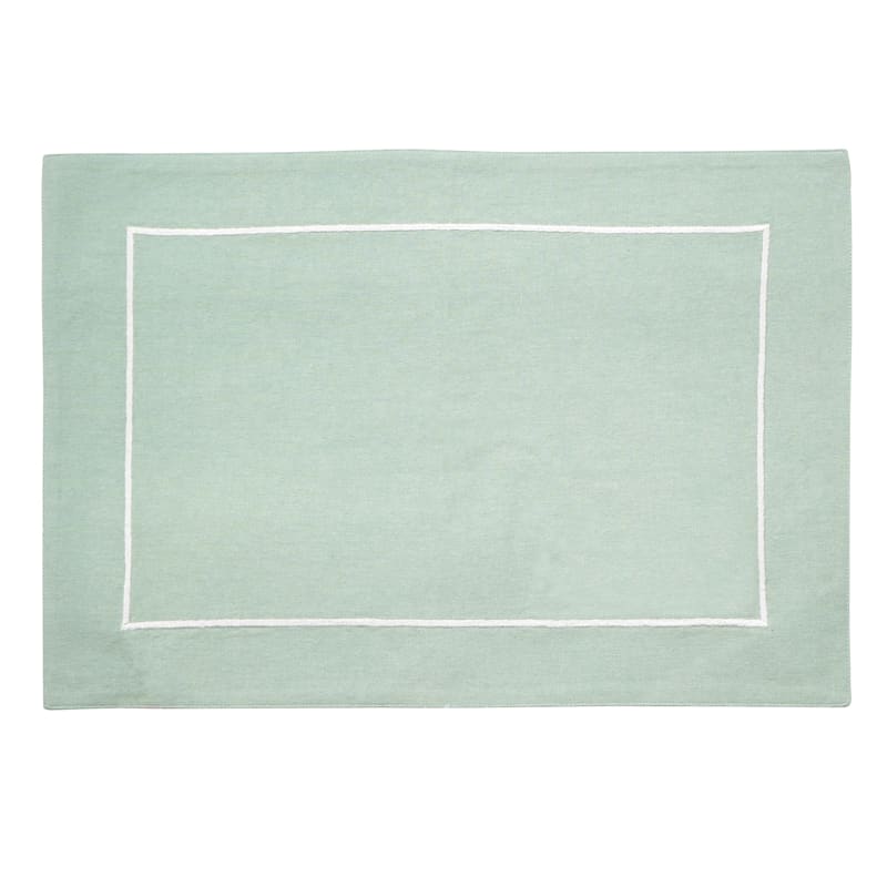 Set of 4 Aqua Foam Placemats with White Embroidered Border