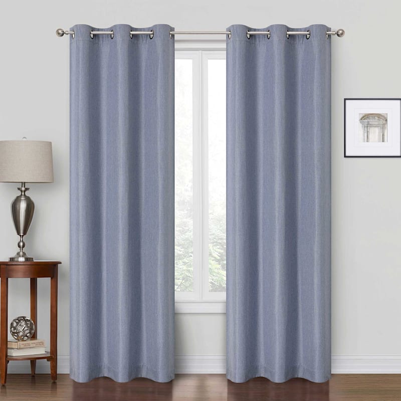 Rockwell Solid Blue Blackout Grommet Curtain Panel, 84