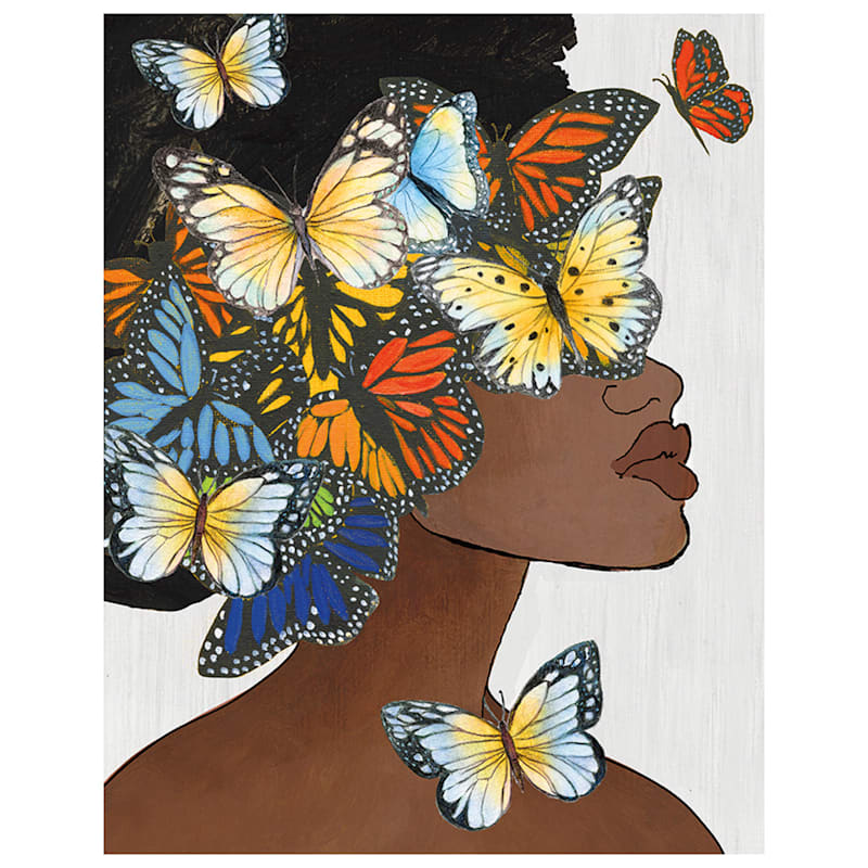 Glam Butterfly Lady Canvas Wall Art, 22x28