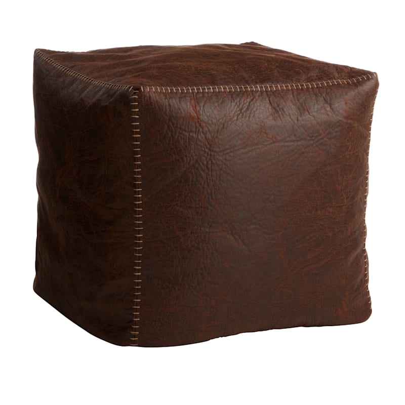 Faux leather outlet pouf square