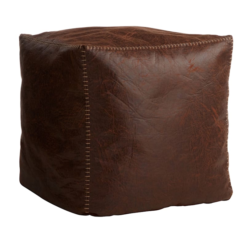 Leather store brown pouf