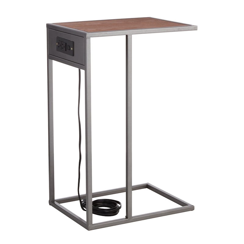 C shaped side table with shop usb