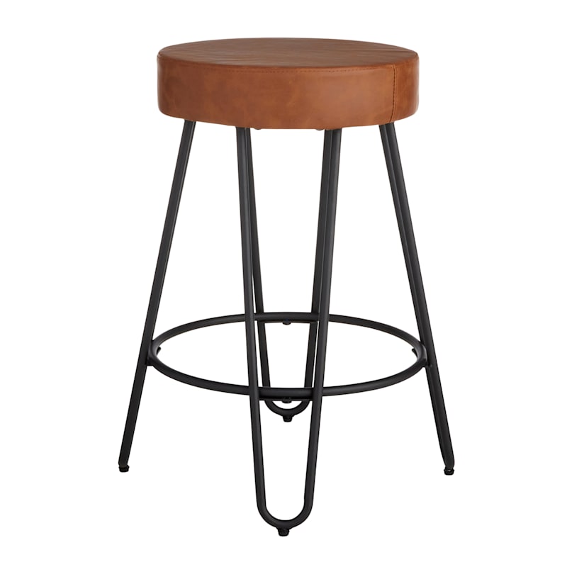 Honeybloom Verona Faux Leather Counter Stool Cognac