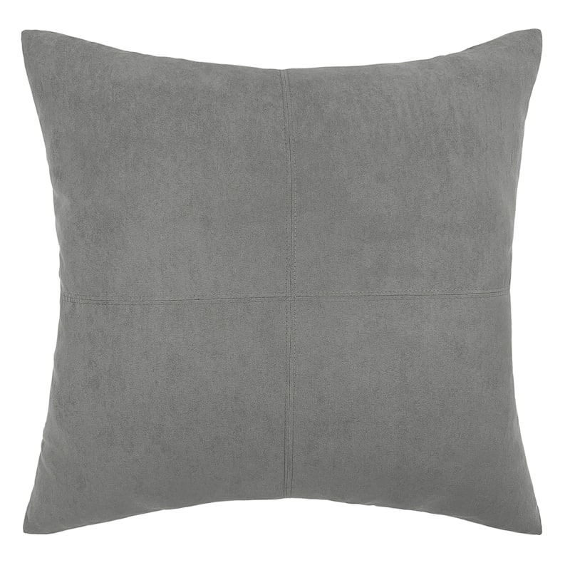Drizzle Grey Torrey Faux Suede Throw Pillow, 24
