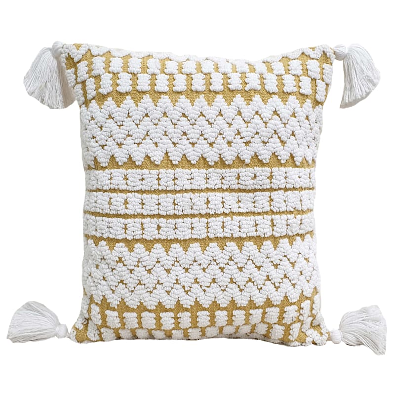 White pillow with colorful tassels sales