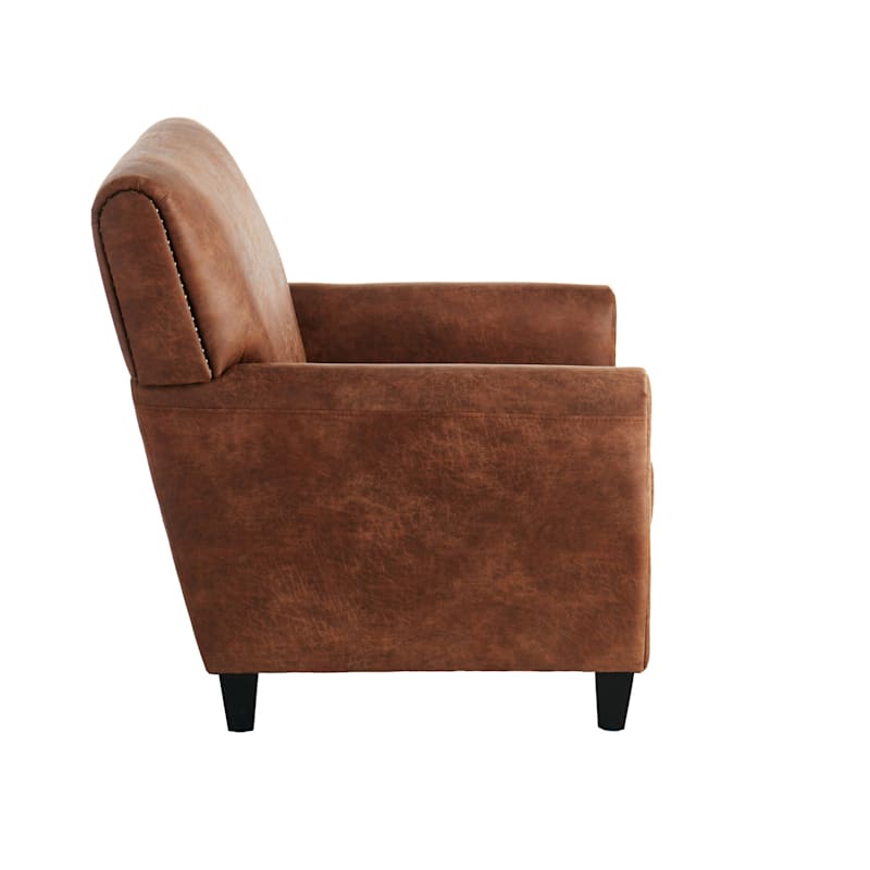 Honeybloom Dylan Brown Faux Leather Armchair