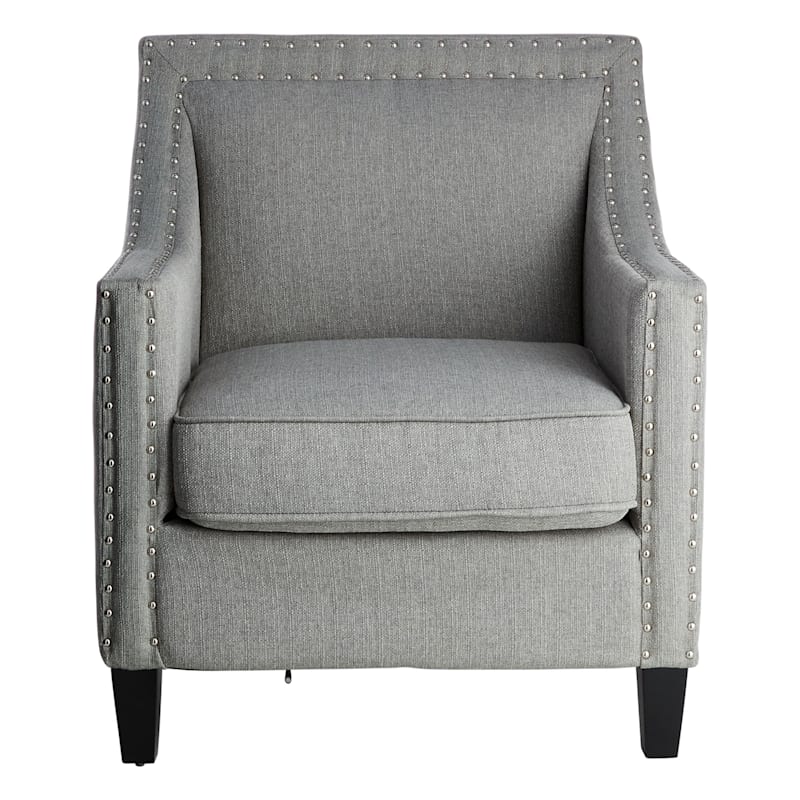 Grey studded online accent chair