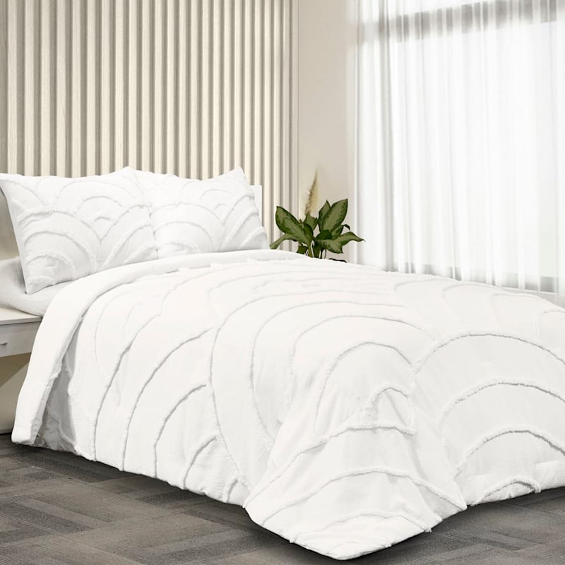 Found & Fable 3-Piece White Tufted Comforter Set, Full/Queen