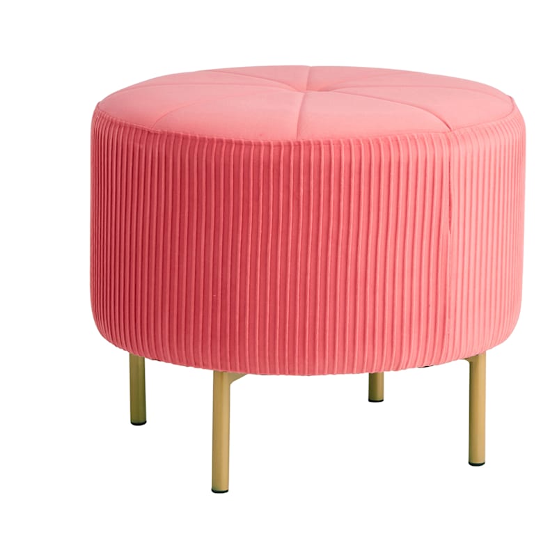 Piper Ottoman Bright Pink Velvet
