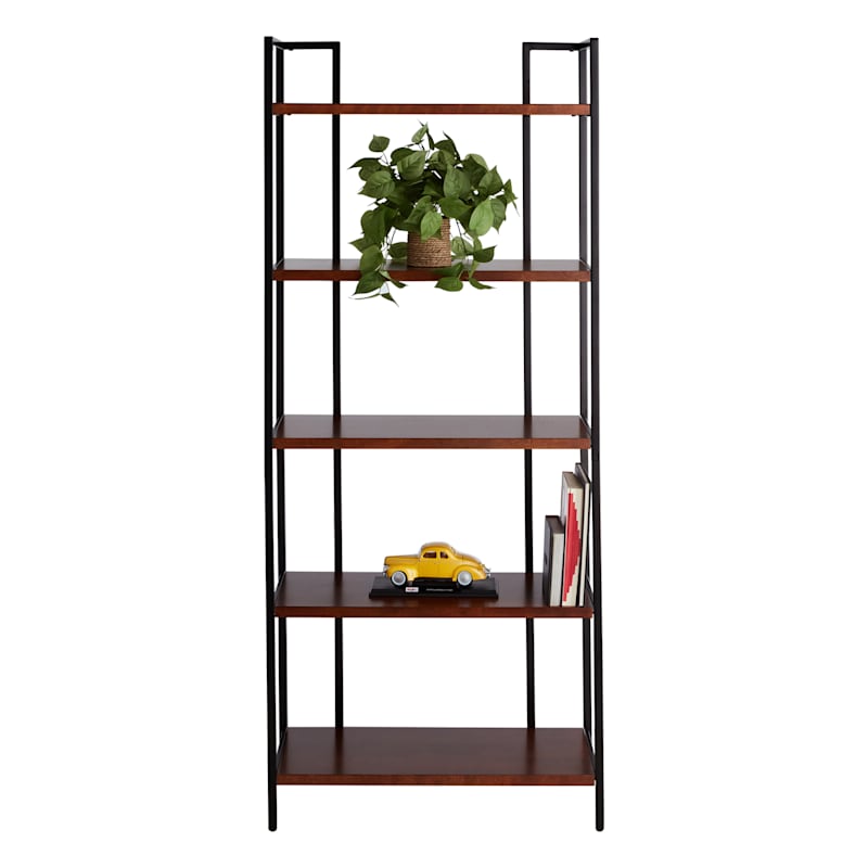 Parkview 5-Tier Metal & Wood Veneer Bookshelf