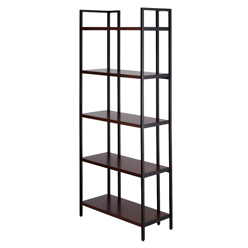 Parkview 5-Tier Metal & Wood Veneer Bookshelf