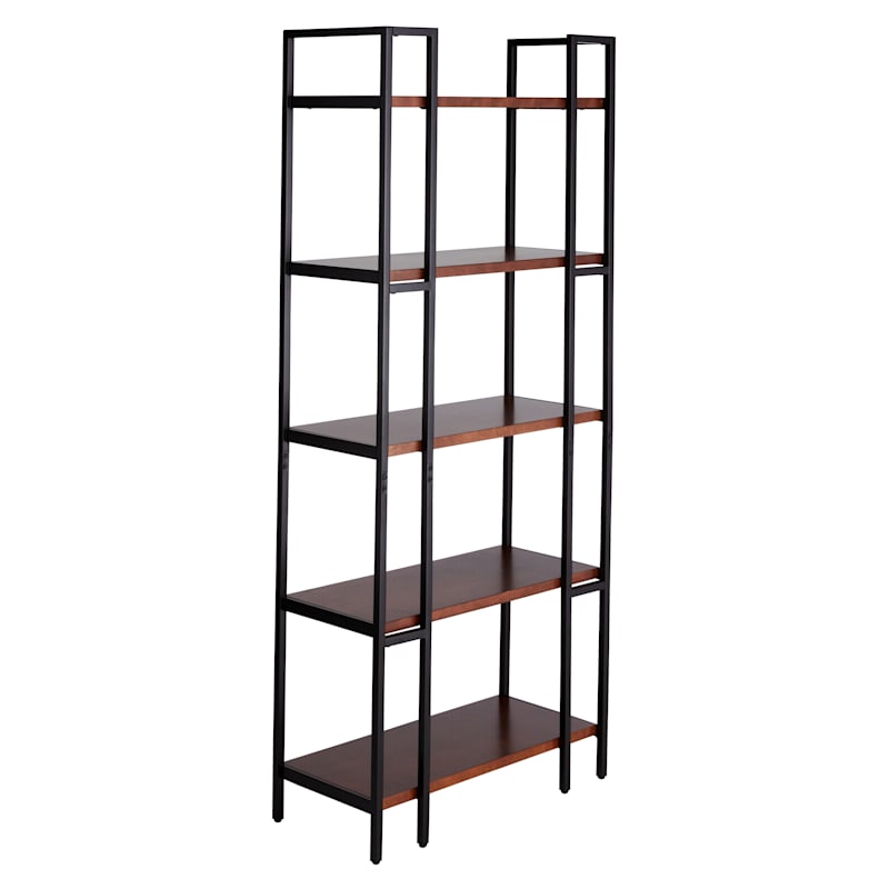 Parkview 5-Tier Metal & Wood Veneer Bookshelf