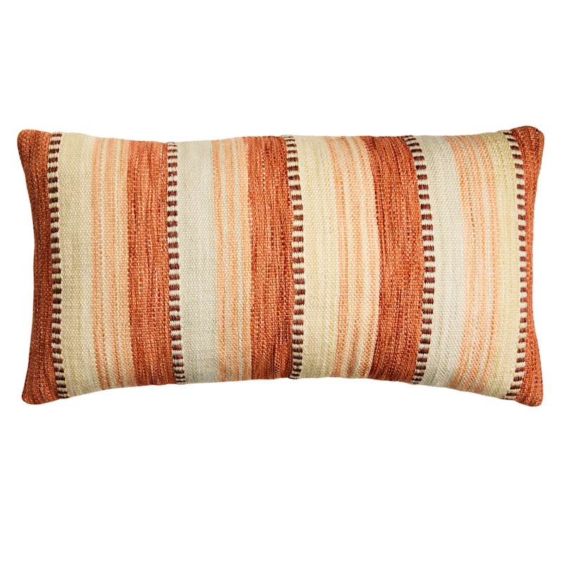 at Home Rust Natural 26 x 4.5 x 14 Black Stripe Lumbar Pillow