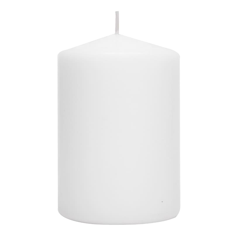 White Unscented Overdip Pillar Candle, 4"