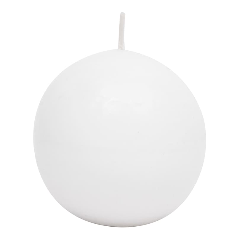 White Unscented Overdip Sphere Candle, 4"