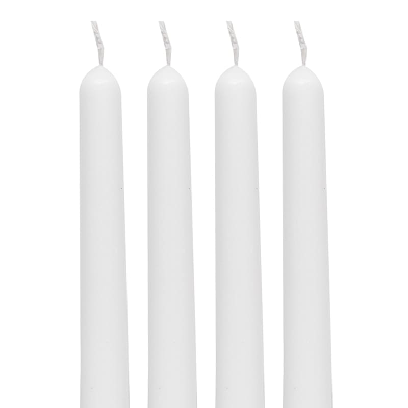4-Pack White Unscented Overdip Taper Candles, 10