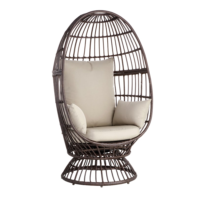 Member's mark brown woven shop egg chair with cup holder