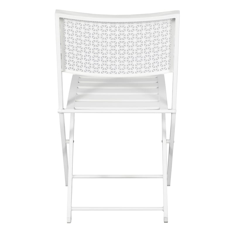 Providence Metal Patio Folding Chair, White