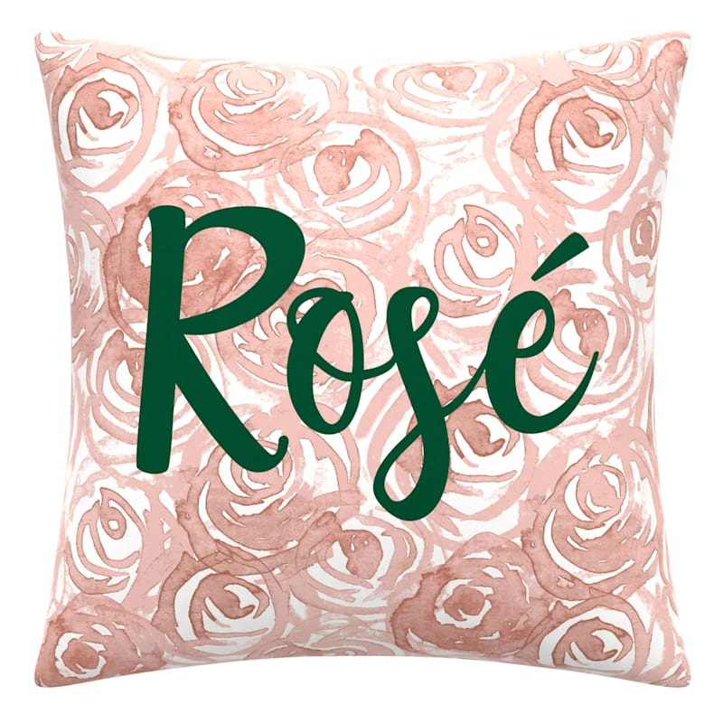 Providence Blush Floral Rose Square Outdoor Throw Pillow 16