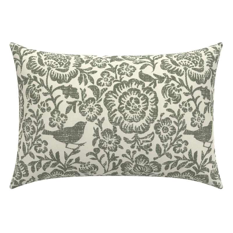 Honeybloom Endive Floral Lumbar Outdoor Throw Pillow, 14x20