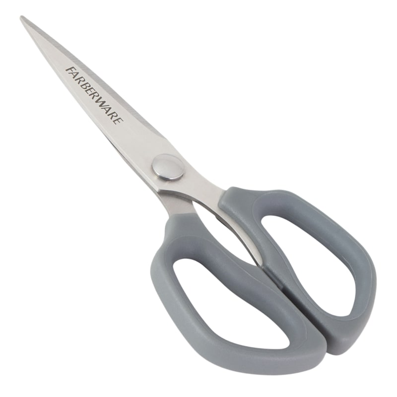 Farberware Comfort Grip Kitchen Scissors, 2 Pack, Aqua and Gray
