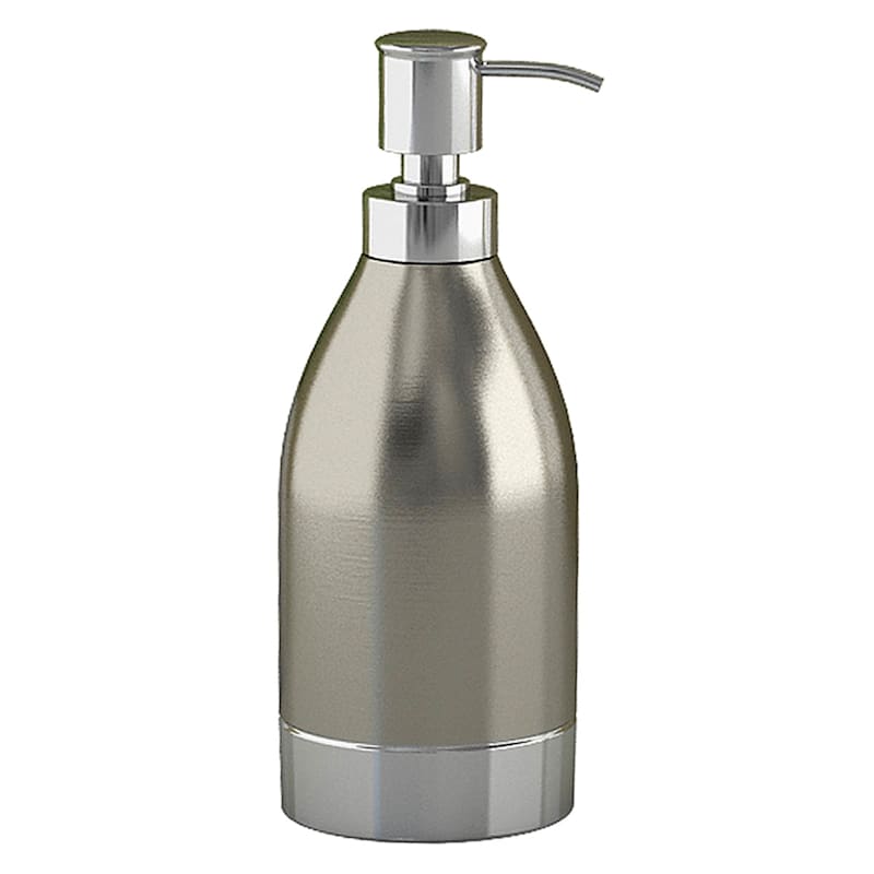 Providence Esme Silver Matte & Shiny Steel Soap Dispenser, 7"