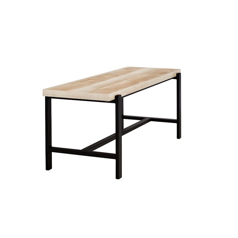 Found Fable Loggy Wood Metal Dining Bench 47