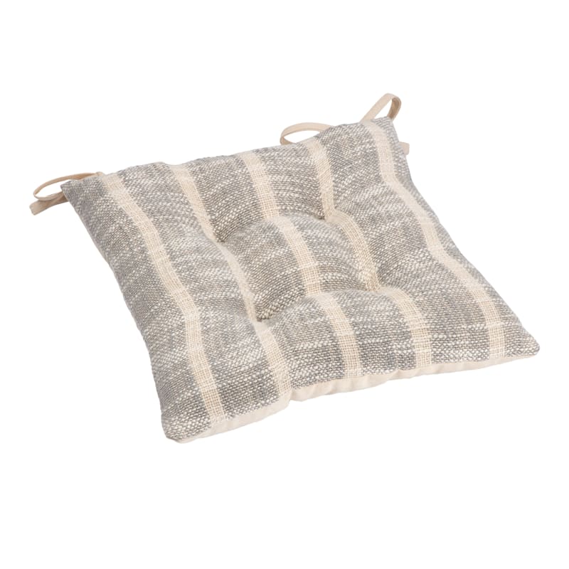 Farmhouse Griffin Grey Stripe Dining Chair Cushion