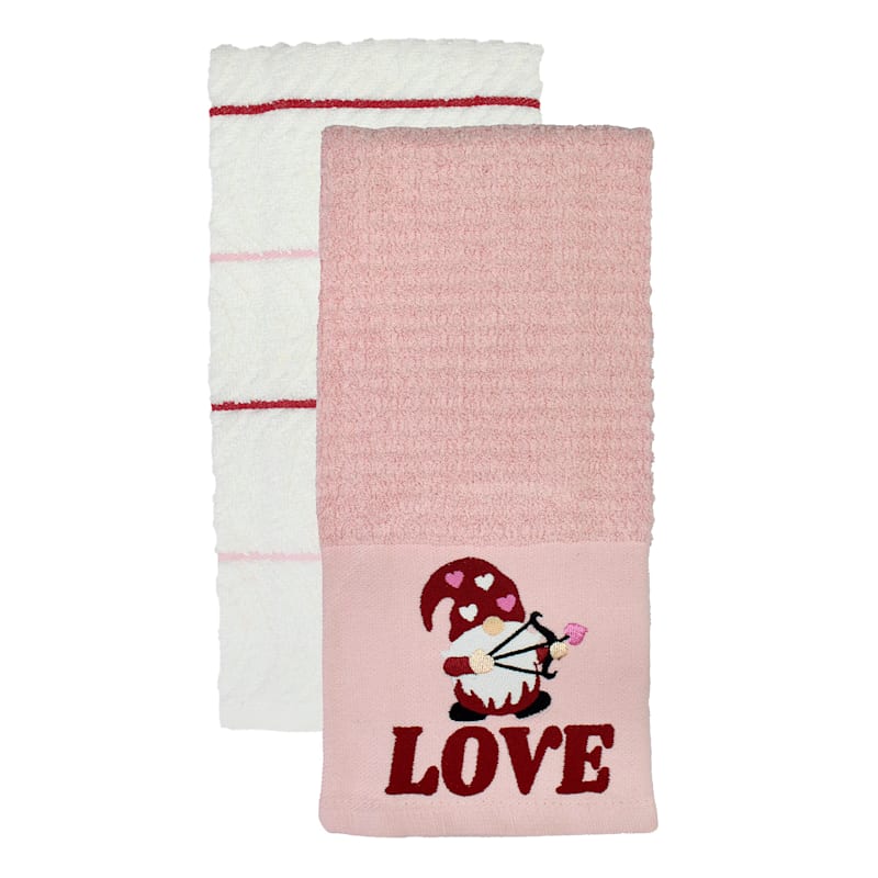 2Pack Love Gnome Valentine Kitchen Towels