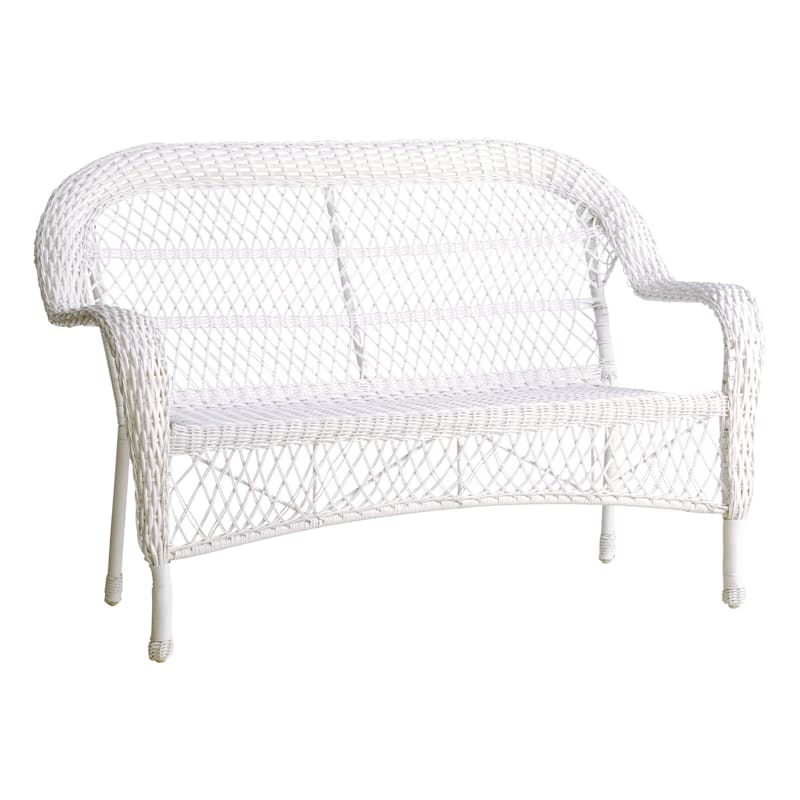 Wicker Settee Patio Sofa White