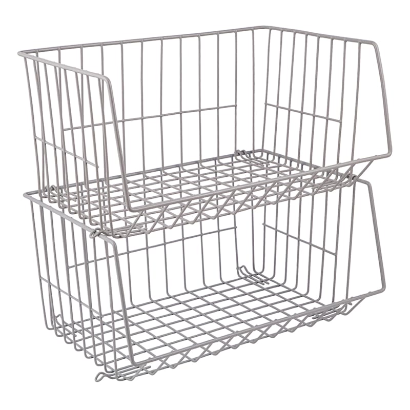 Grey Metal Stackable Shelf, Medium