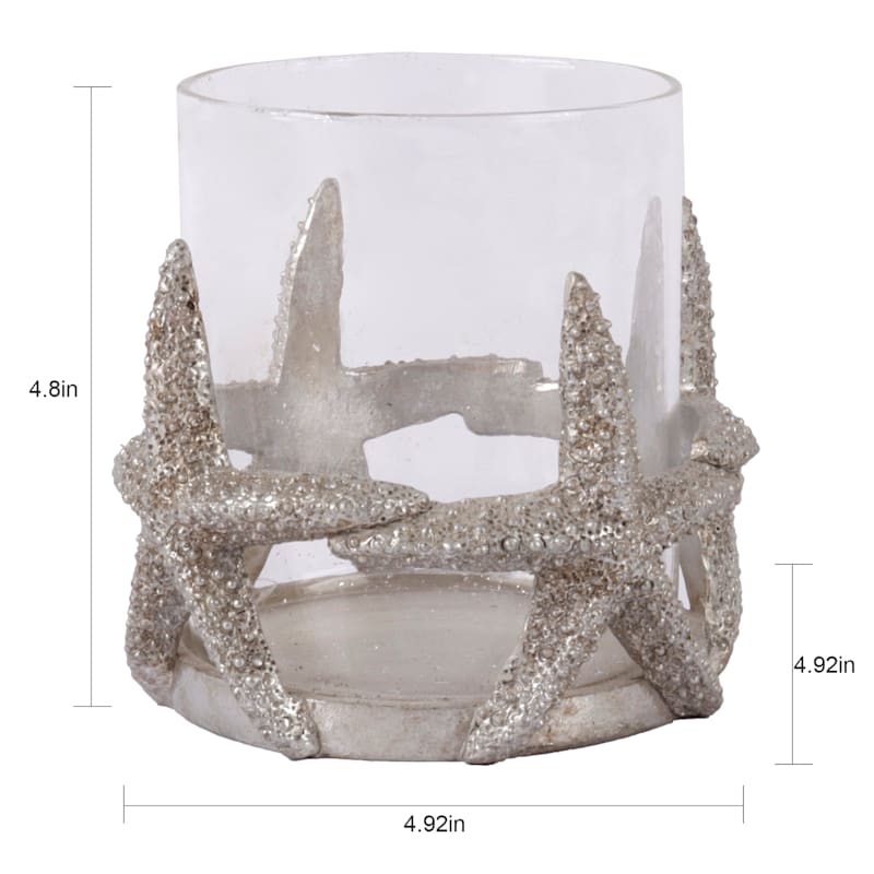 Glass Starfish Candle Holder, 5"