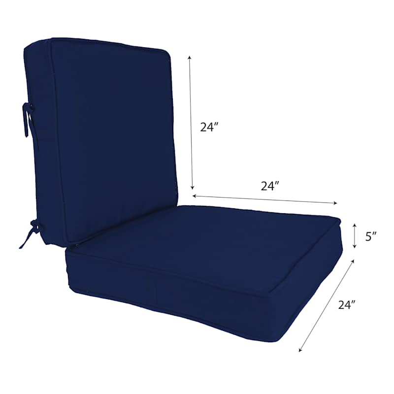 2 Piece Navy Blue Canvas Outdoor Deep Seat Cushion Set