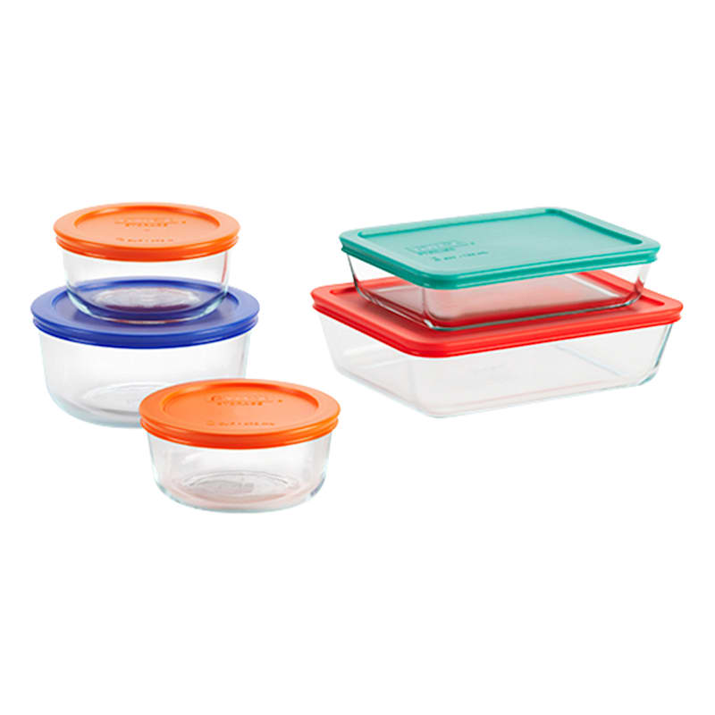 10 Piece Rectangular Plastic Food Storage Set with Multicolor Lids, 10 PC -  Kroger