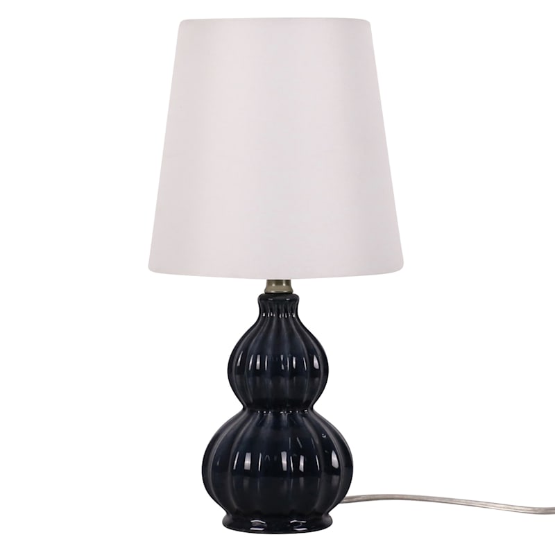 Providence Blue Ceramic Gourd Accent Lamp with Shade 13