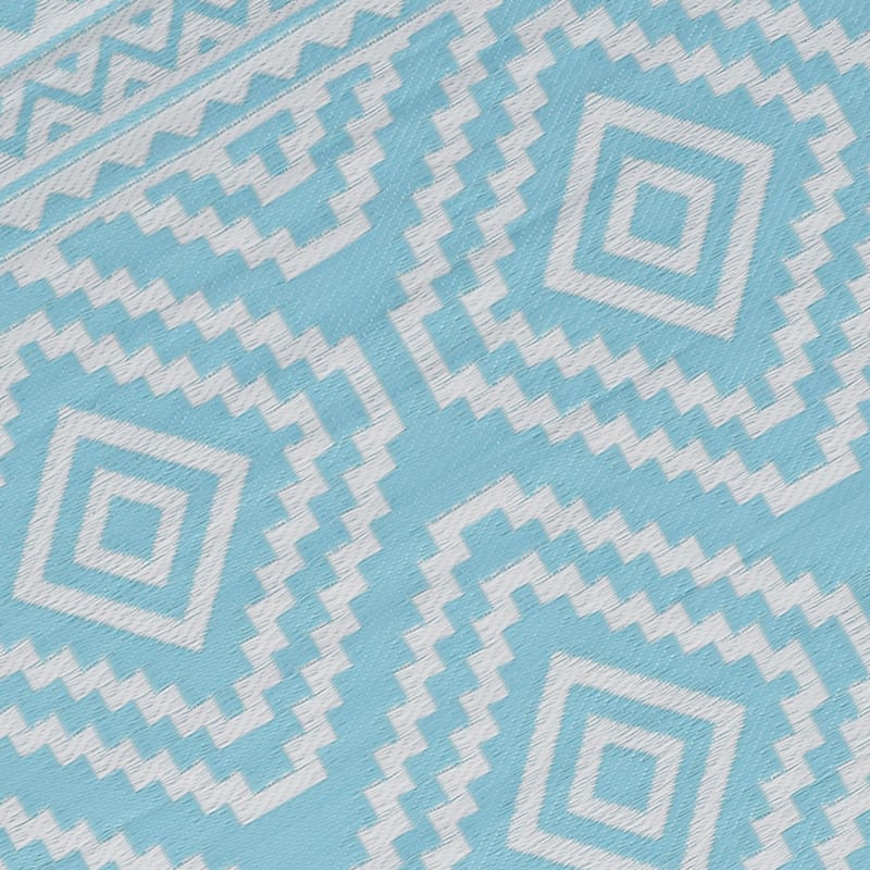 Light Blue Diamond Design Plastic Outdoor Area Rug, 6x9
