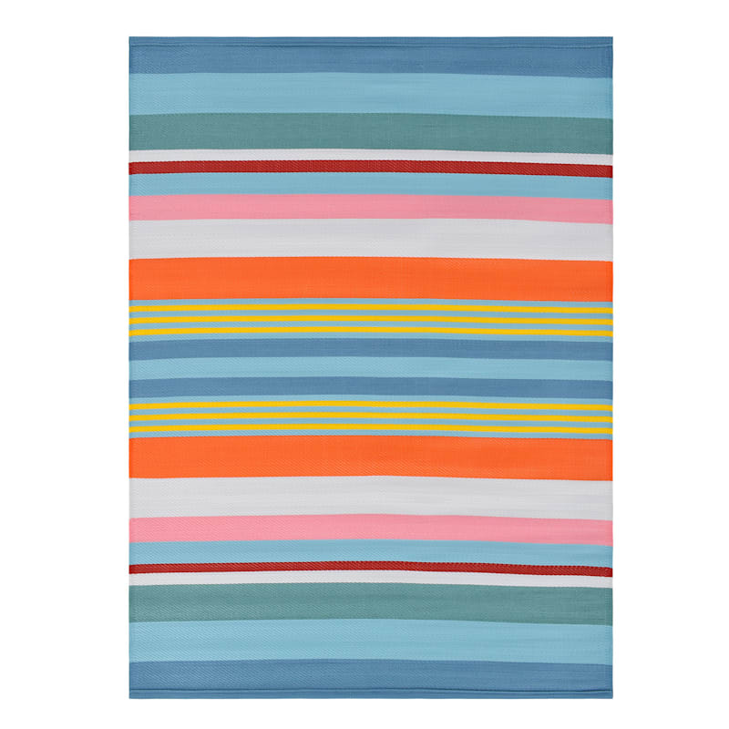 Orange Striped Plastic Outdoor Area Rug 6x9 At Home