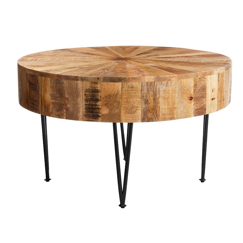 Found Fable Round Mango Wood Coffee Table With Metal Hairpin