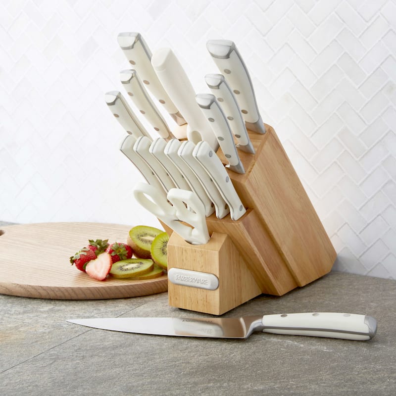 Kitchen Knife Block Set - White