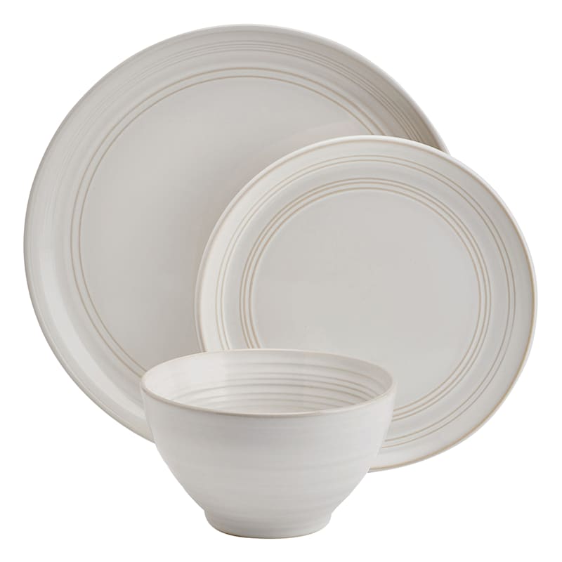 12-Piece Drea White Stoneware Dinnerware Set