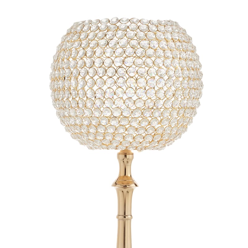 Oversized Gold Crystal Globe Candle Holder, 37"