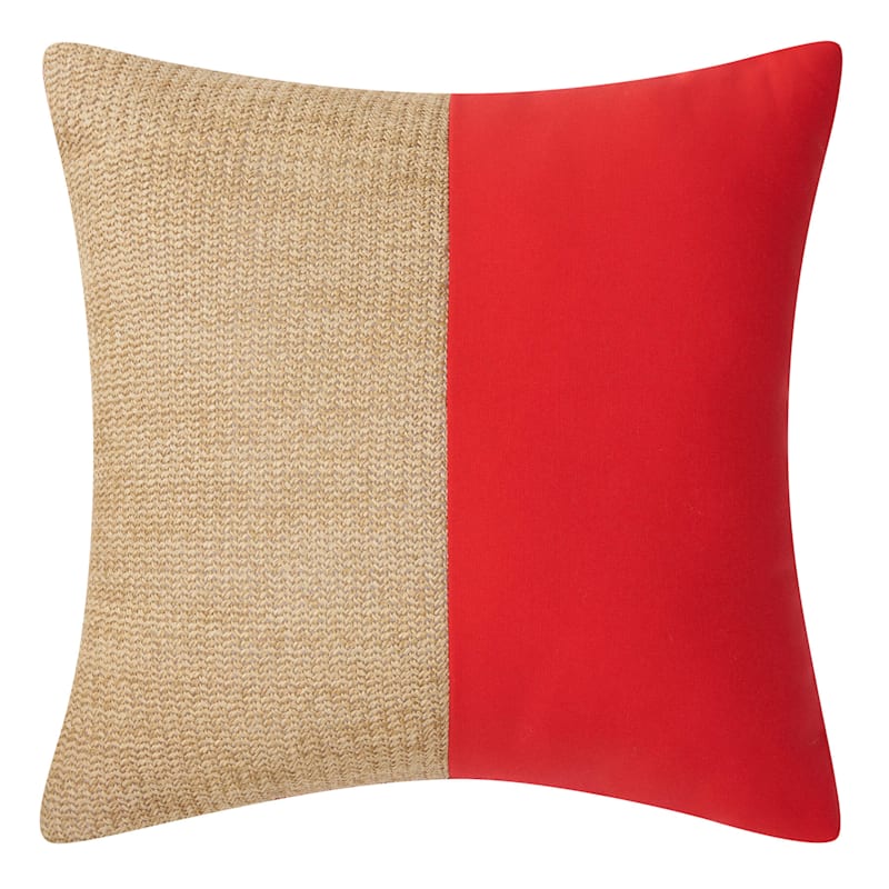 Coral Color Block Square Outdoor Throw Pillow 18