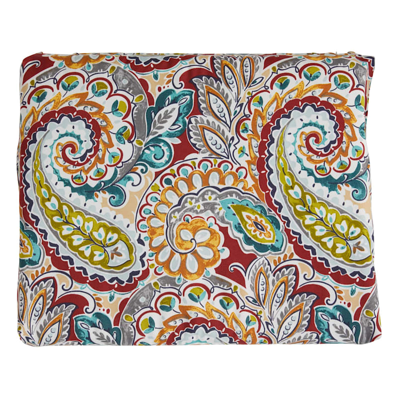 Paisley Chili Outdoor Square Seat Cushion