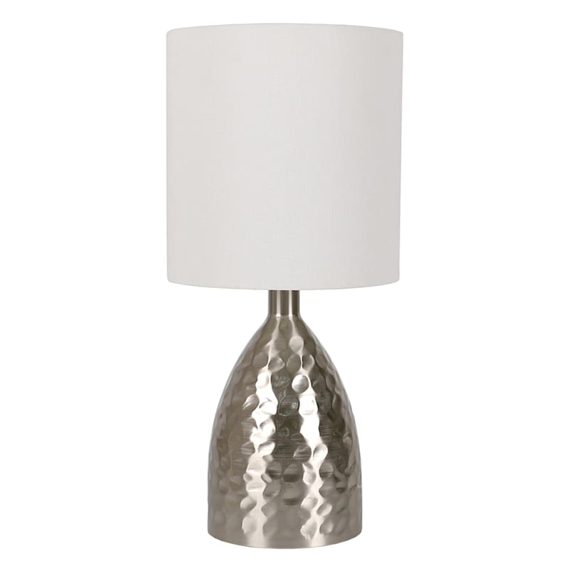 Found Fable Silver Hammered Metal Accent Lamp with Shade 19.5