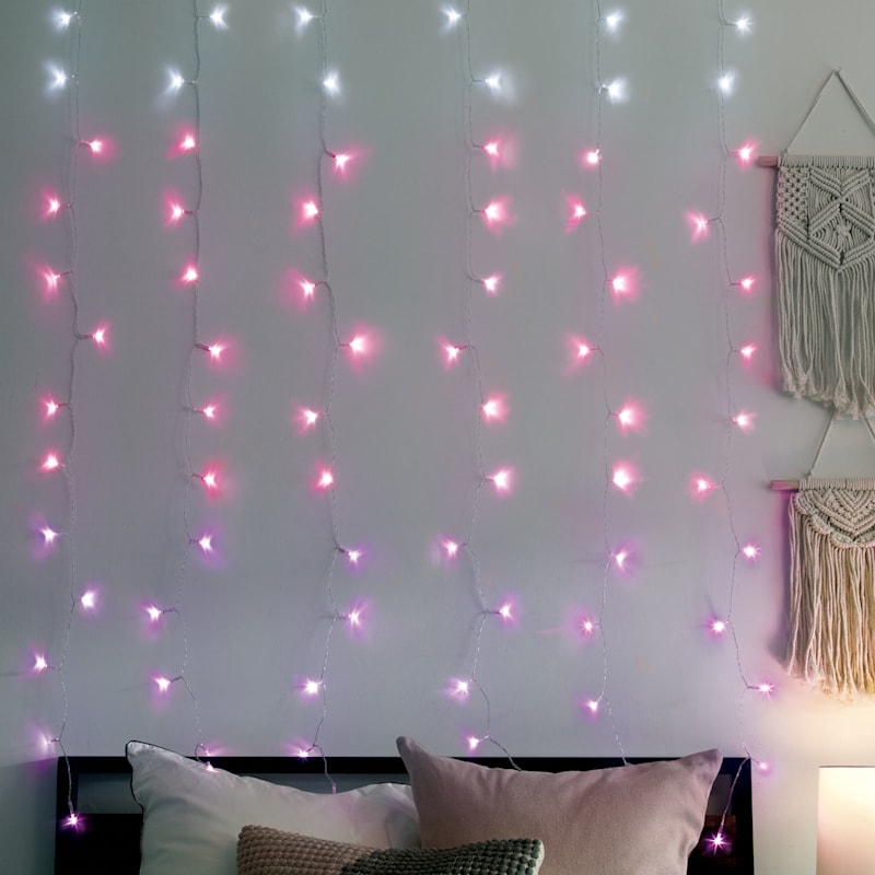 Curtain lights pink top