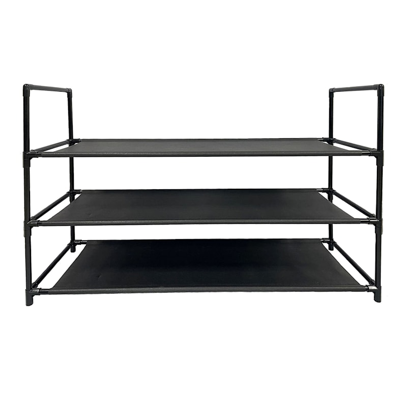 3 Tier Fabric Shoe Rack Black