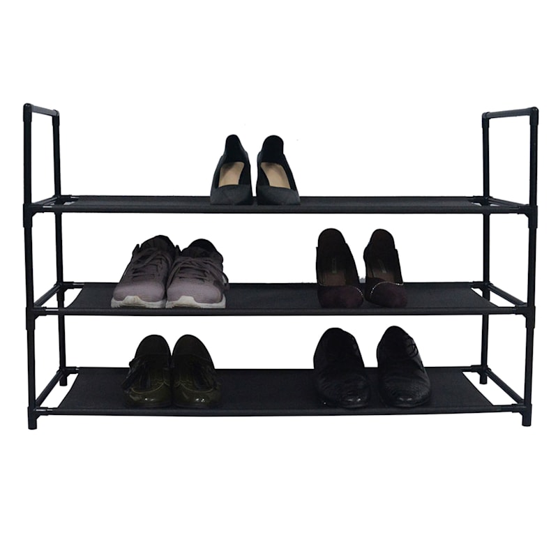 3 Tier Fabric Shoe Rack Black